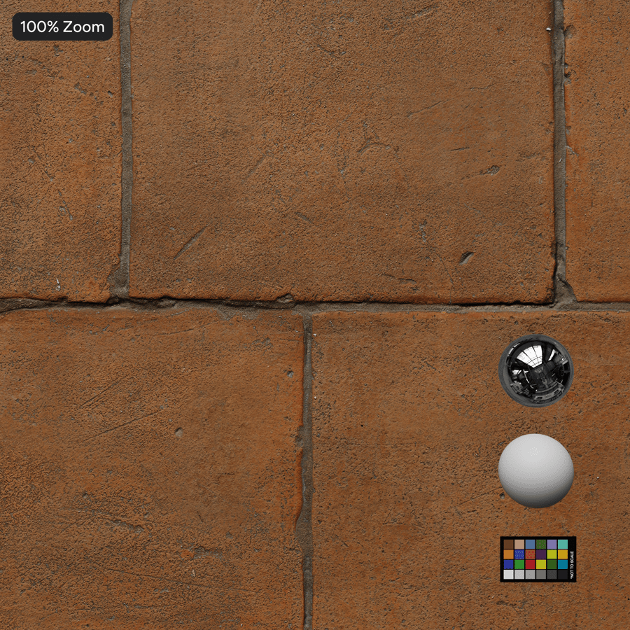 Old Terracotta Matte Tile Texture, Orange