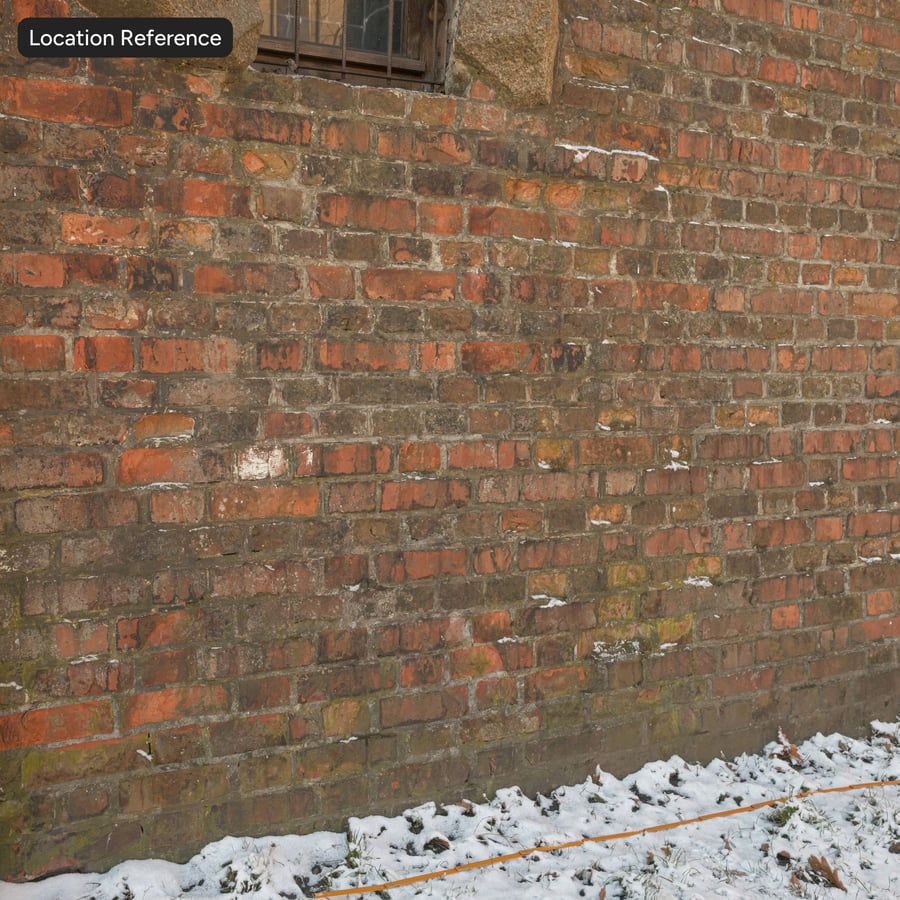 Old Mossy Flemish Bond Brick Wall Texture, Red