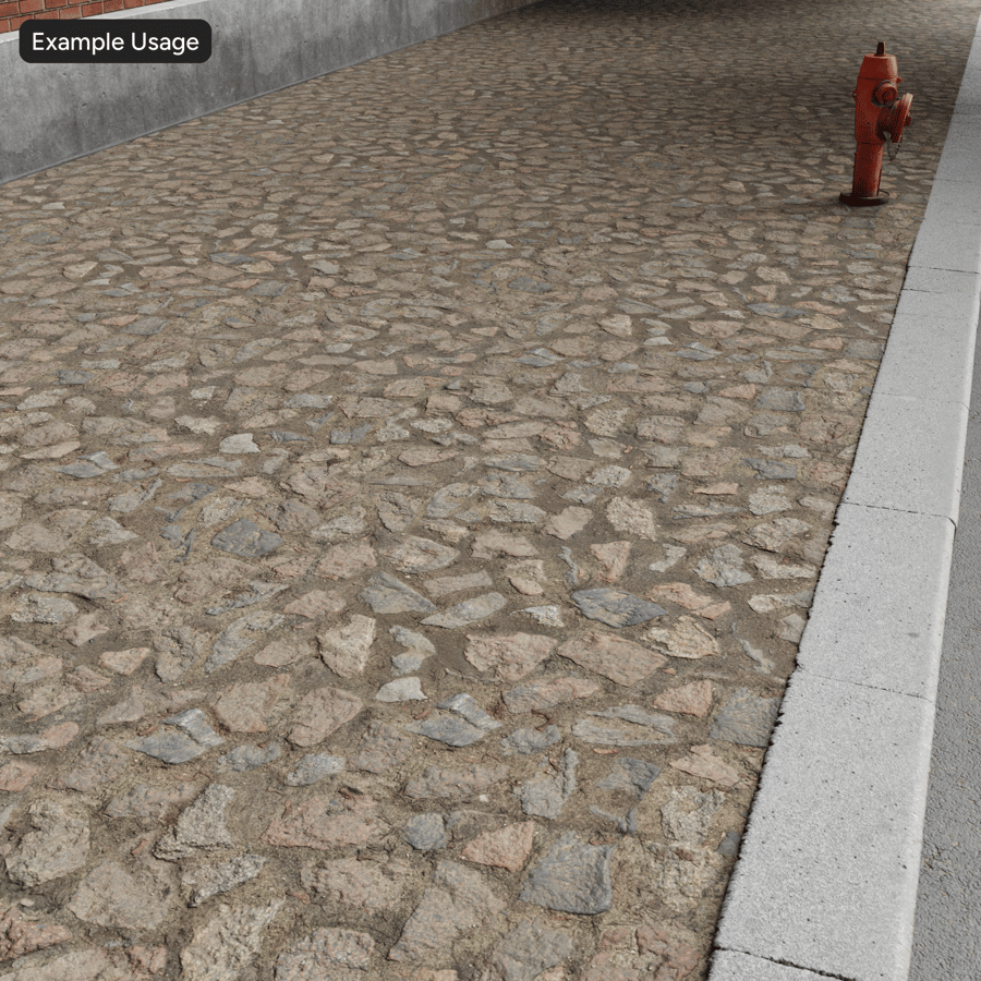 Texture de trottoir en pavés usés