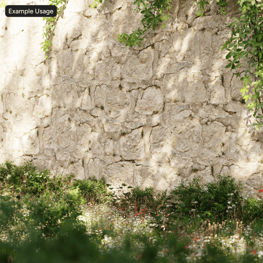 Bloco de pedra muito desgastado com textura de parede de ervas daninhas