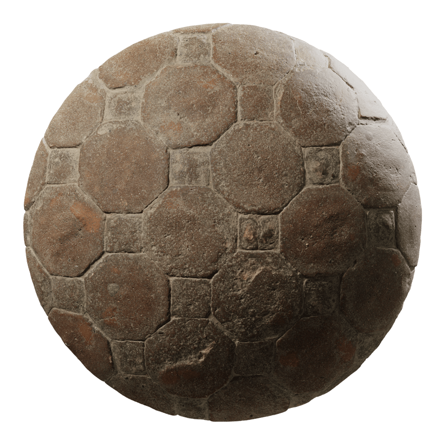 Worn Octagonal Terracotta Tile Texture