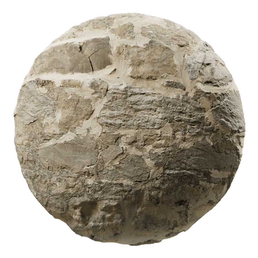Heavy Mortar Rubble Stone Wall Texture, Beige