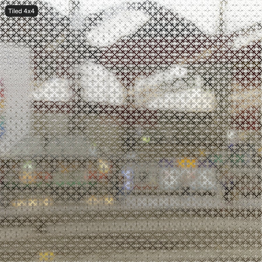 Texture Vetro Stampato a Rosoni Floreali, Trasparente