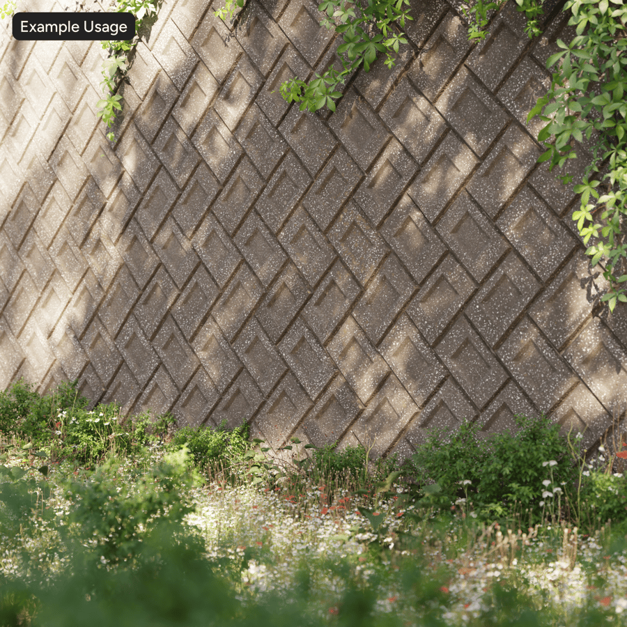 Texture de mur de soutènement en béton à chevrons en granulats estampés