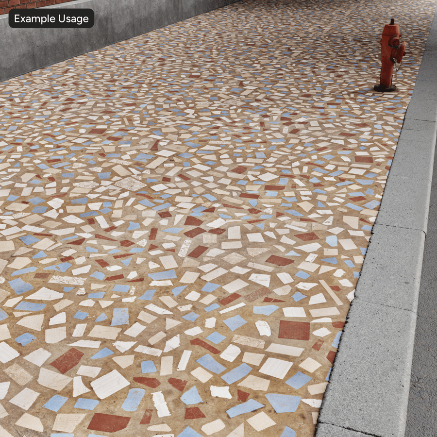 Mosaïque en céramique sur texture de carreaux de pierre