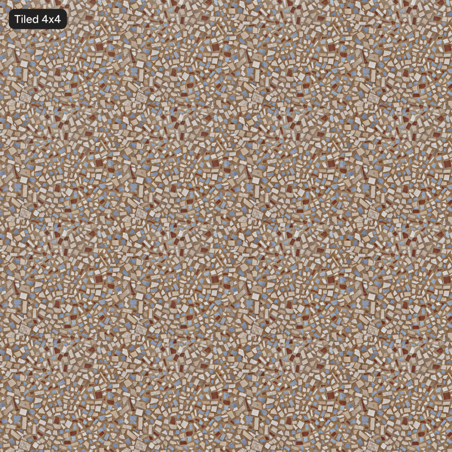 Mosaïque en céramique sur texture de carreaux de pierre