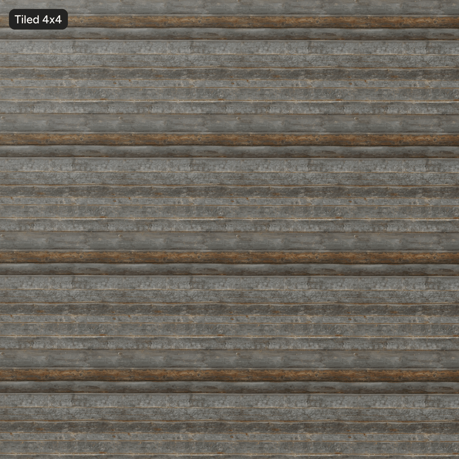 Textura de Parede de Troncos Lavrados à Mão Envelhecidos, Cinza Prateado