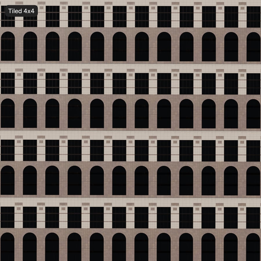 Modern Arched Window Office Facade Aerial Texture, Grey