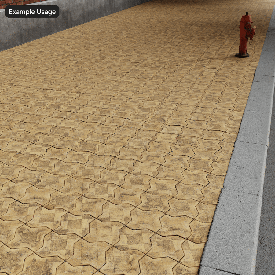 Dirty Zigzag Square Stacked Paver textúra, sárga