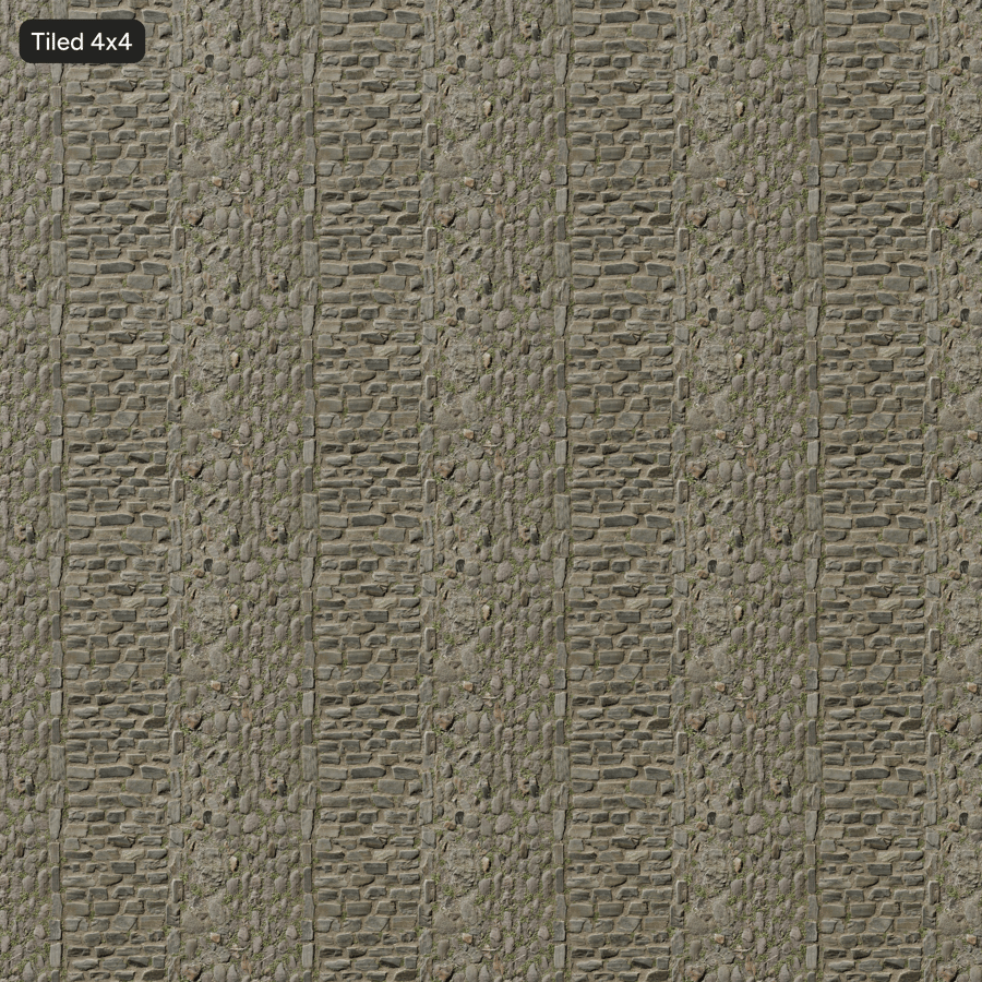 Grass Pathway on Cobblestone Paver Texture