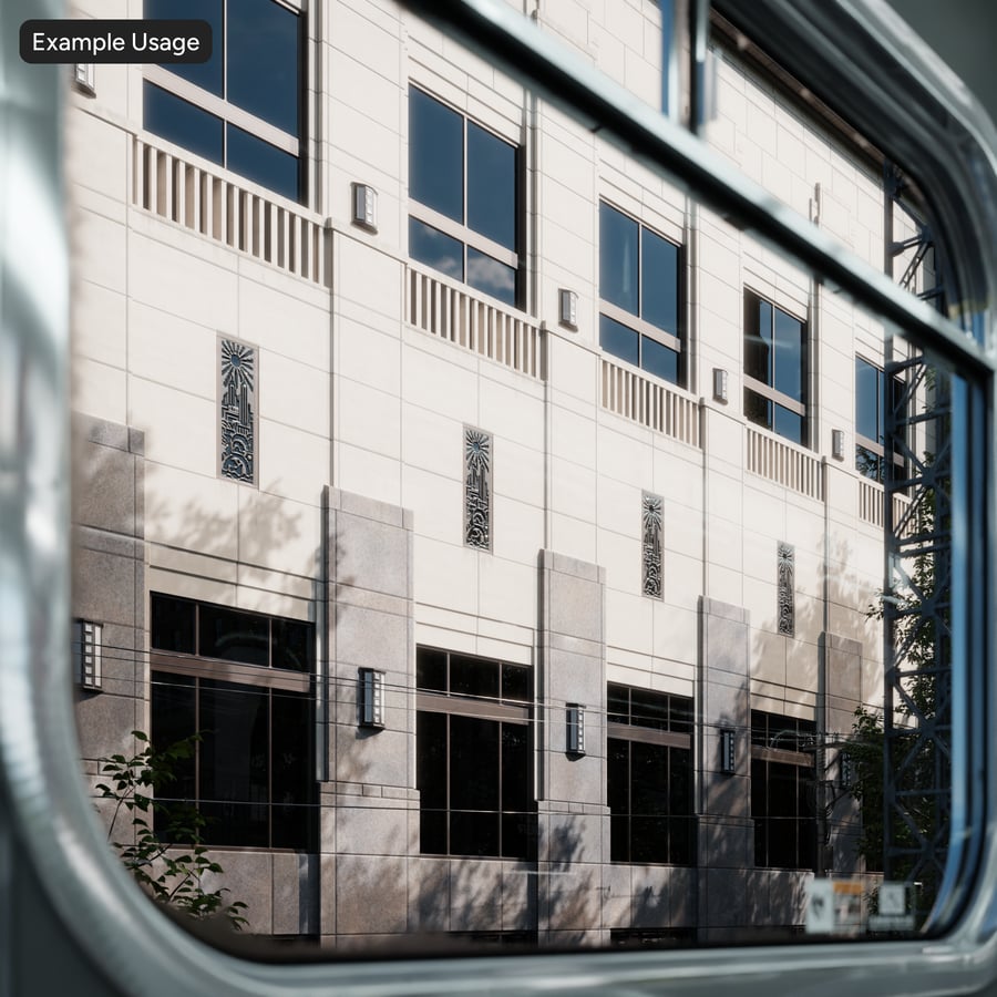 Art Deco Facade Stone Cladding Aerial Texture, Cream and Grey