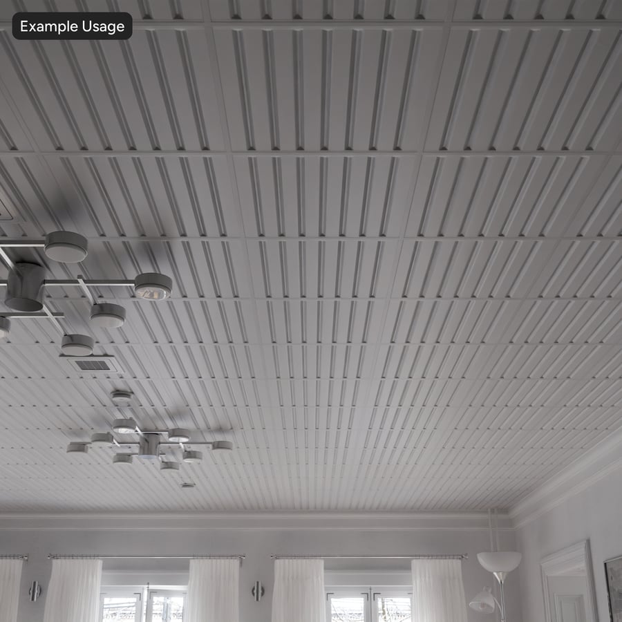 Plafondtegel met lamellenstructuur, wit
