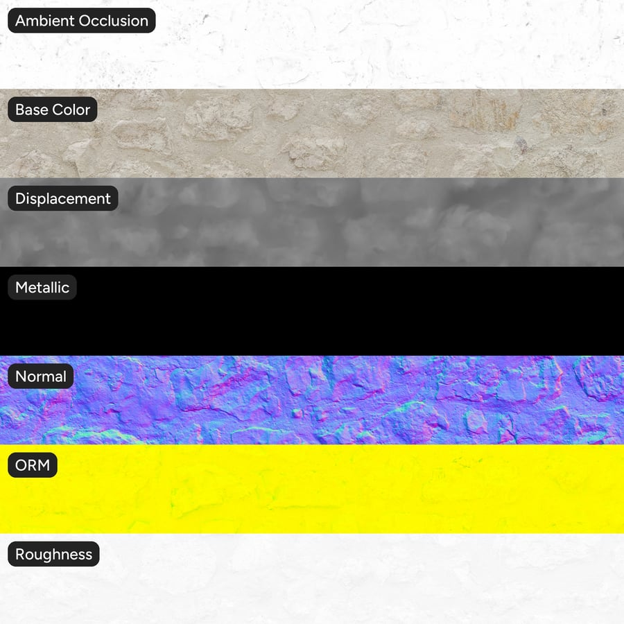 Texture Muro in Pietra a Secco, Bianco Crema