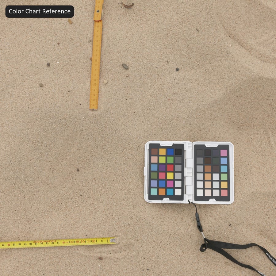 Voetafdruk op gegolfd zand