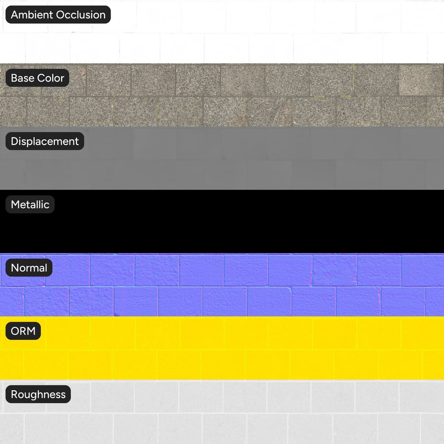 Texture de pavés en granit format brique, sel et poivre