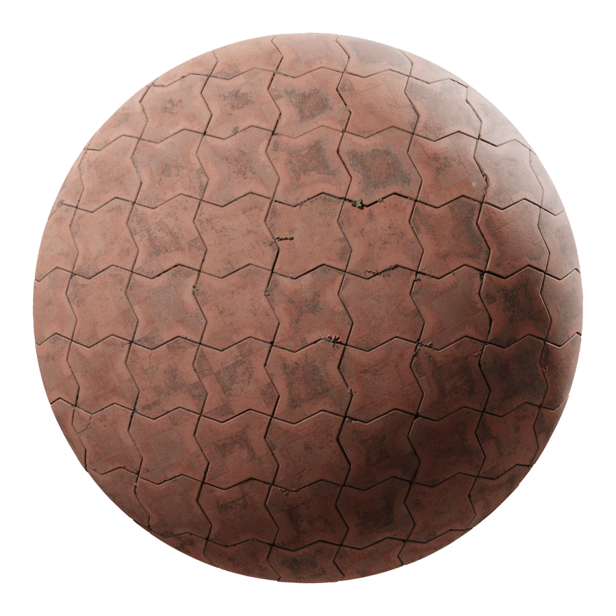 Dirty Interlocking Paver Texture, czerwony