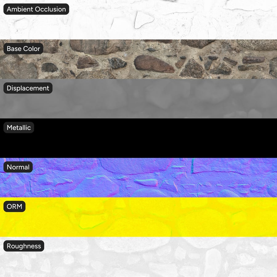 Mixed Rubble Stone Wall Texture