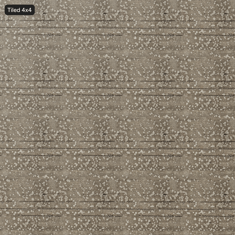 Textura de parede de concreto com vergalhões expostos com manchas de líquen