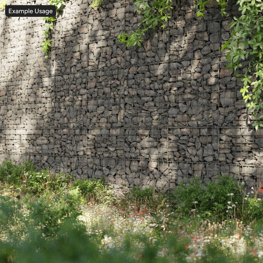 Texture murale en gabion de pierre, gris