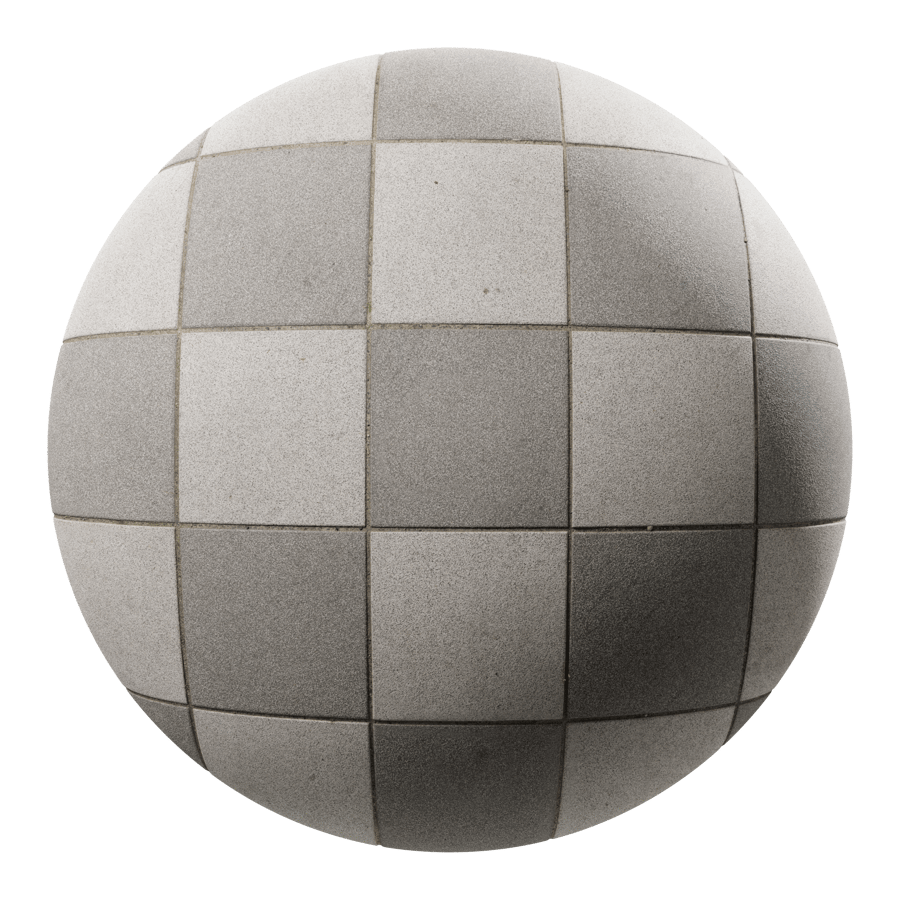 Square Checkerboard Paver Texture, White and Gray