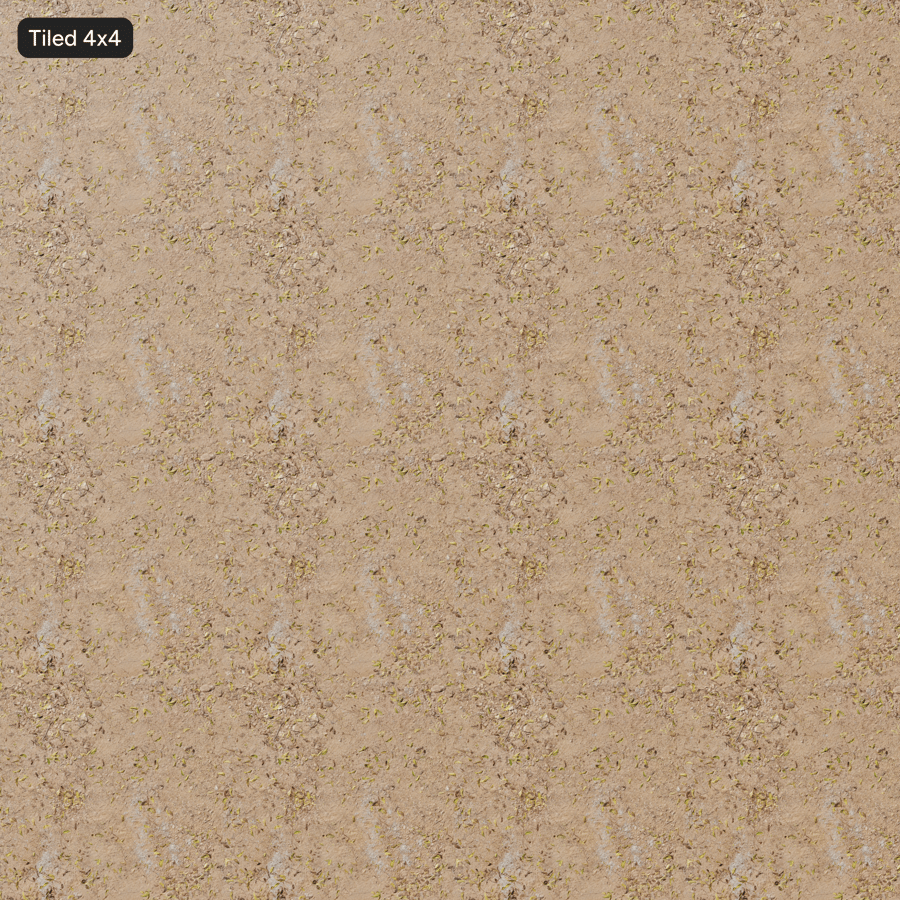 Dry Earth Ground Texture with Fallen Leaves, Sandy Tan