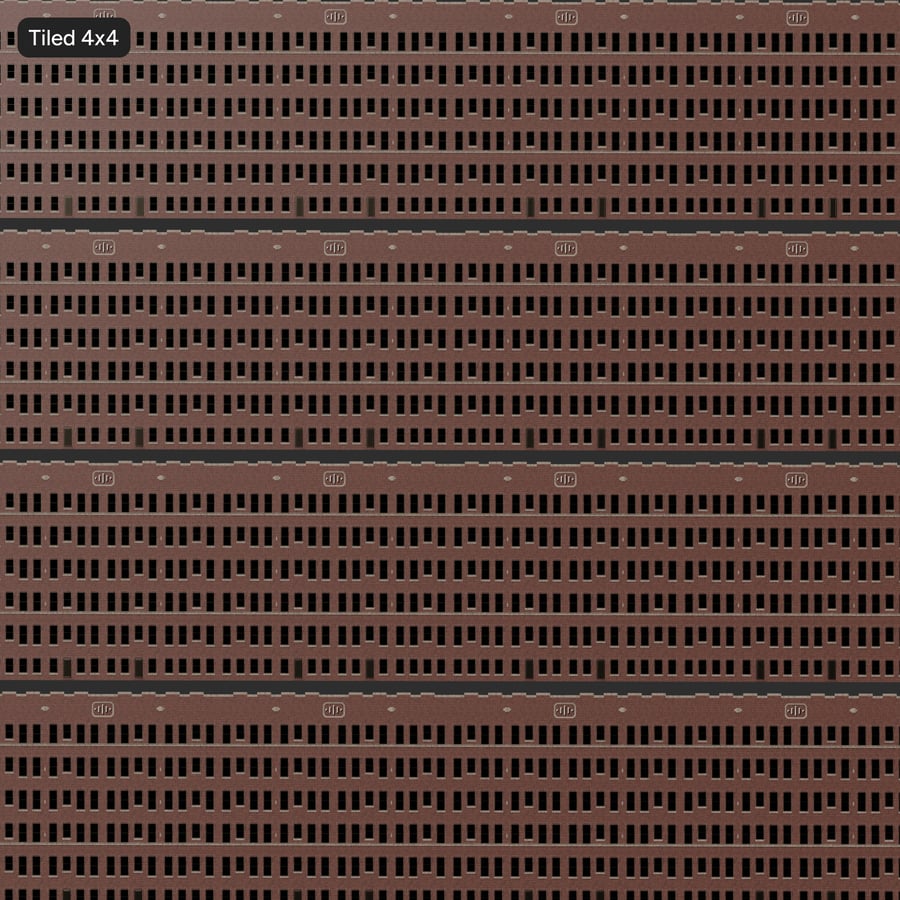 Beaux-Arts Commercial Brick Facade Aerial Texture, Red