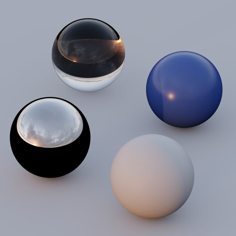 Oblačná HDRi mapa západu slnka v exteriéri