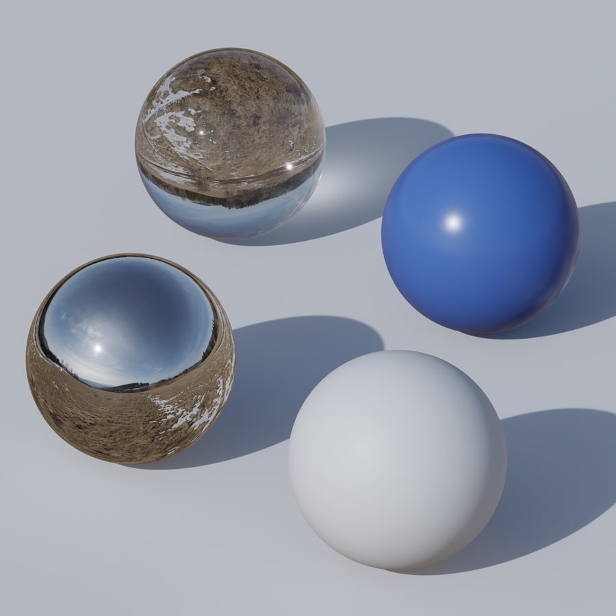 HDRI εξωτερικού χώρου με χιονισμένο βουνό και καθαρό ουρανό
