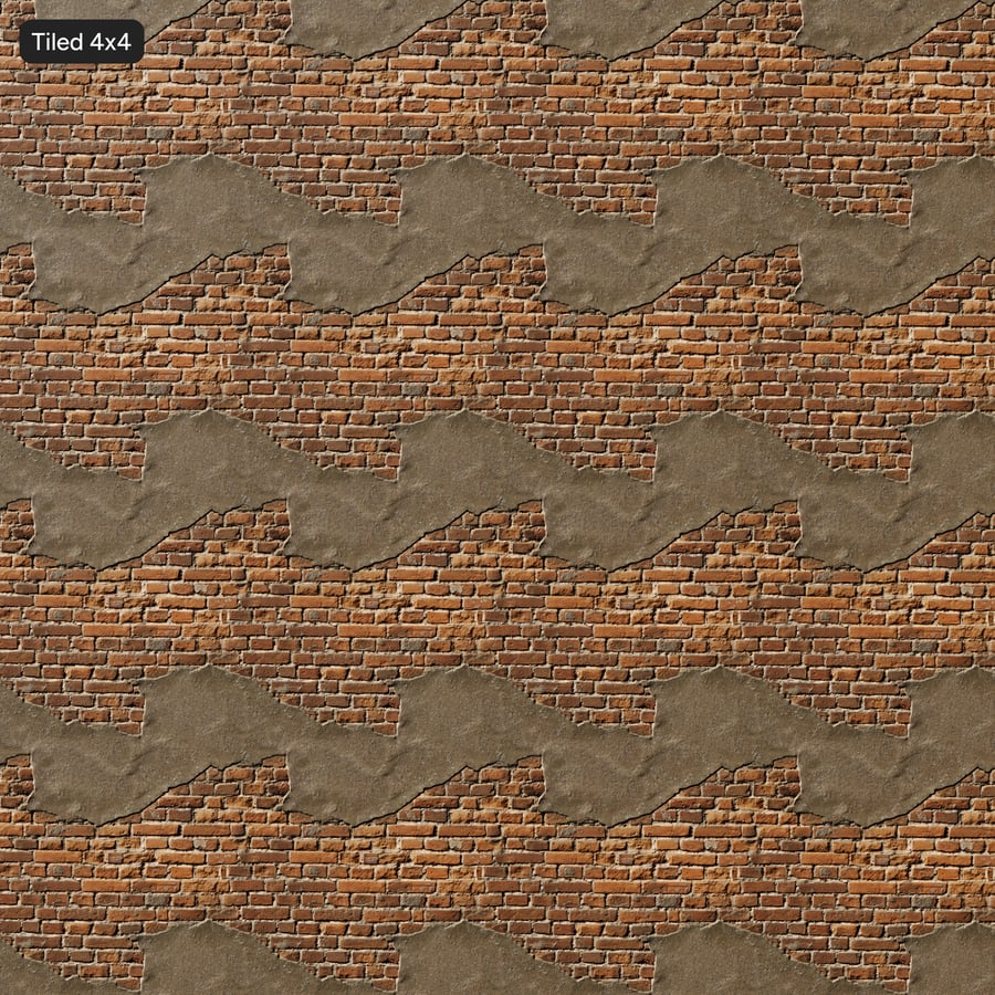 Old Plastered Running Bond Brick Texture, Red