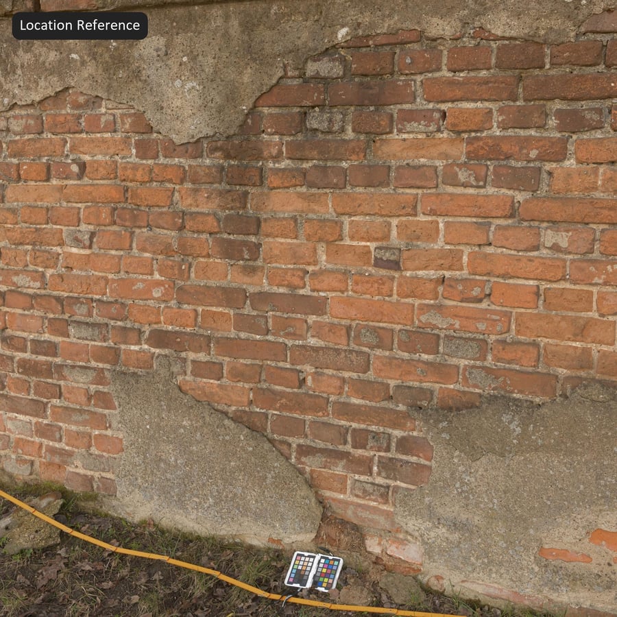 Old Plastered Running Bond Brick Texture, Red