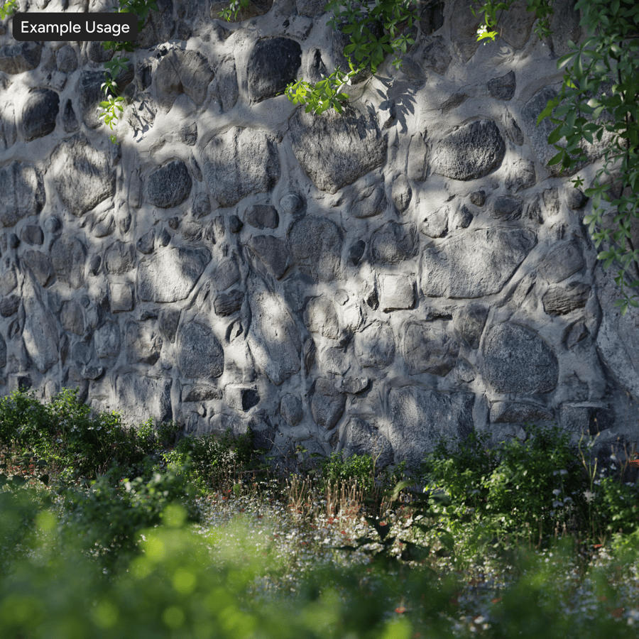 Rubble Fieldstone Wall Texture, Grey