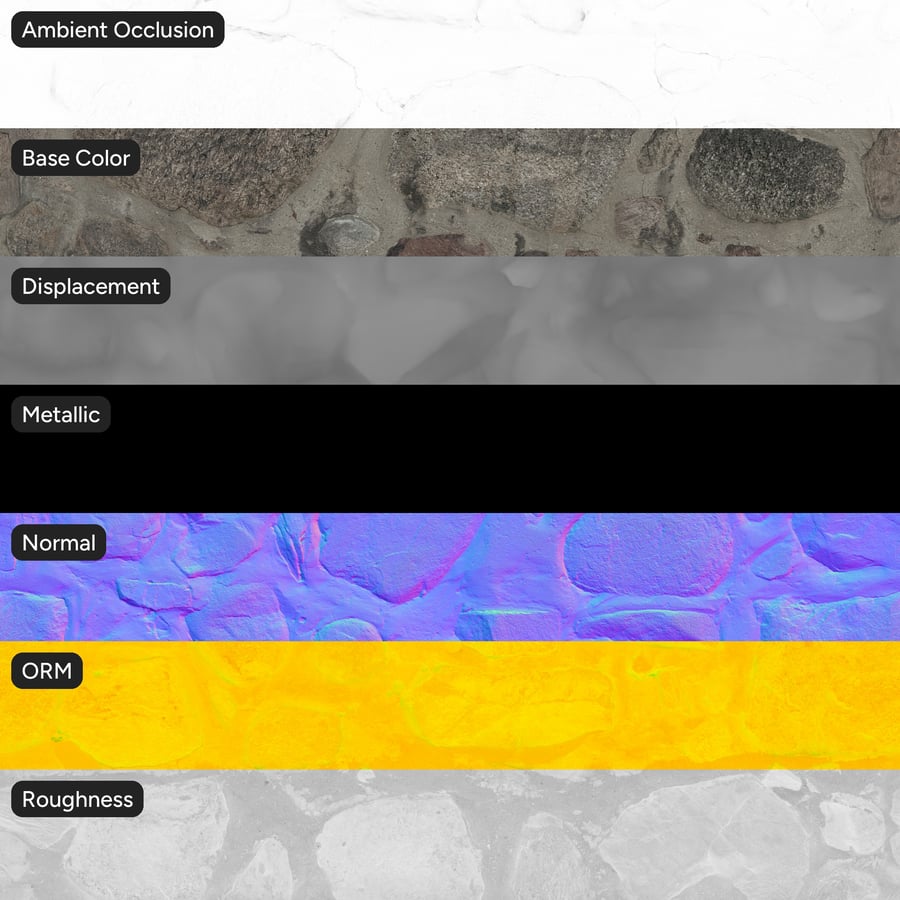 Rubble Fieldstone Wall Texture, Grey