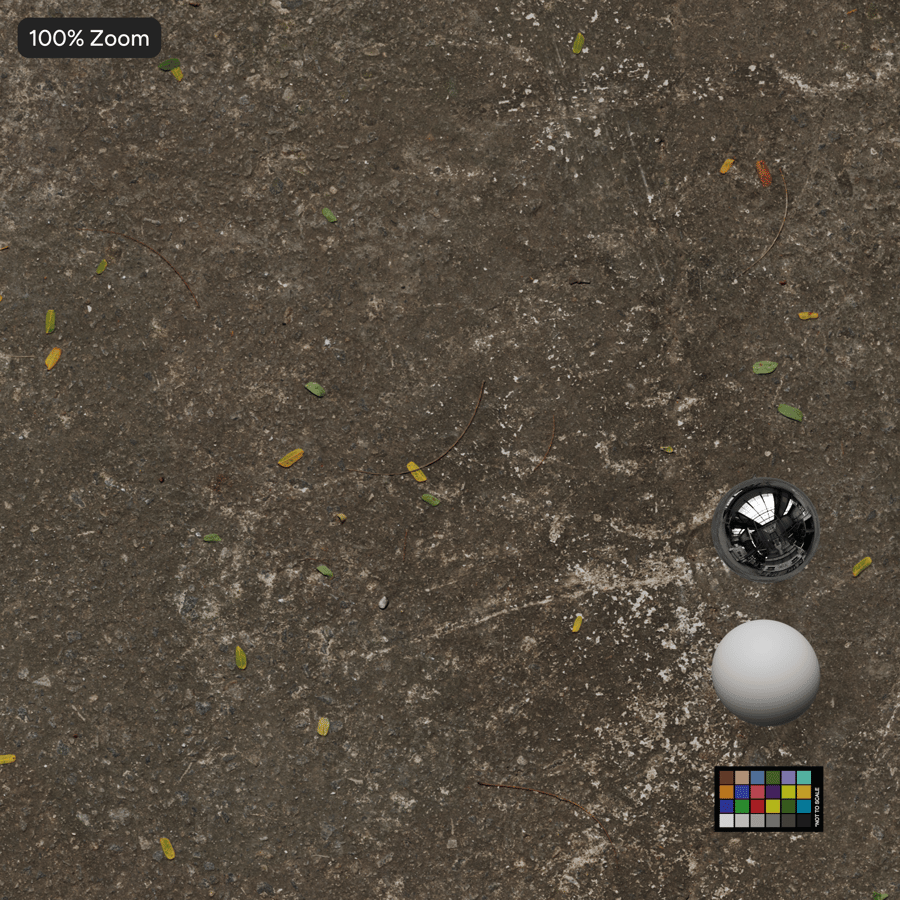 Débris sur texture de béton mat