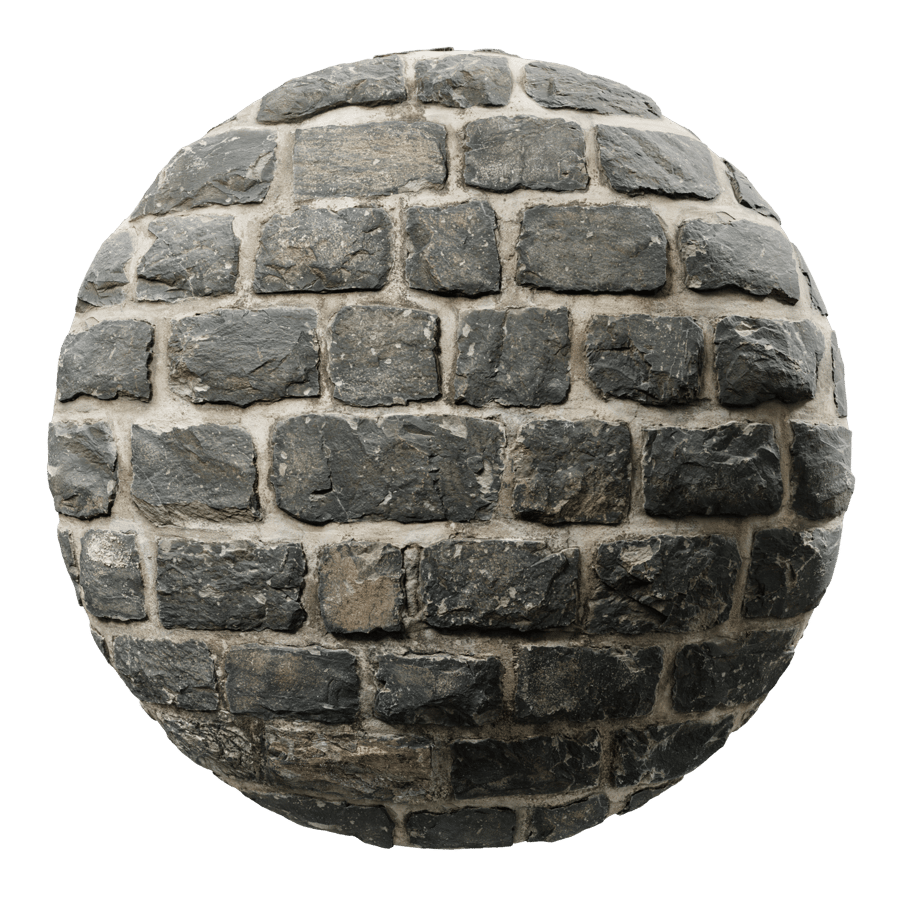 Weathered Rubble Stone Wall Texture, Black
