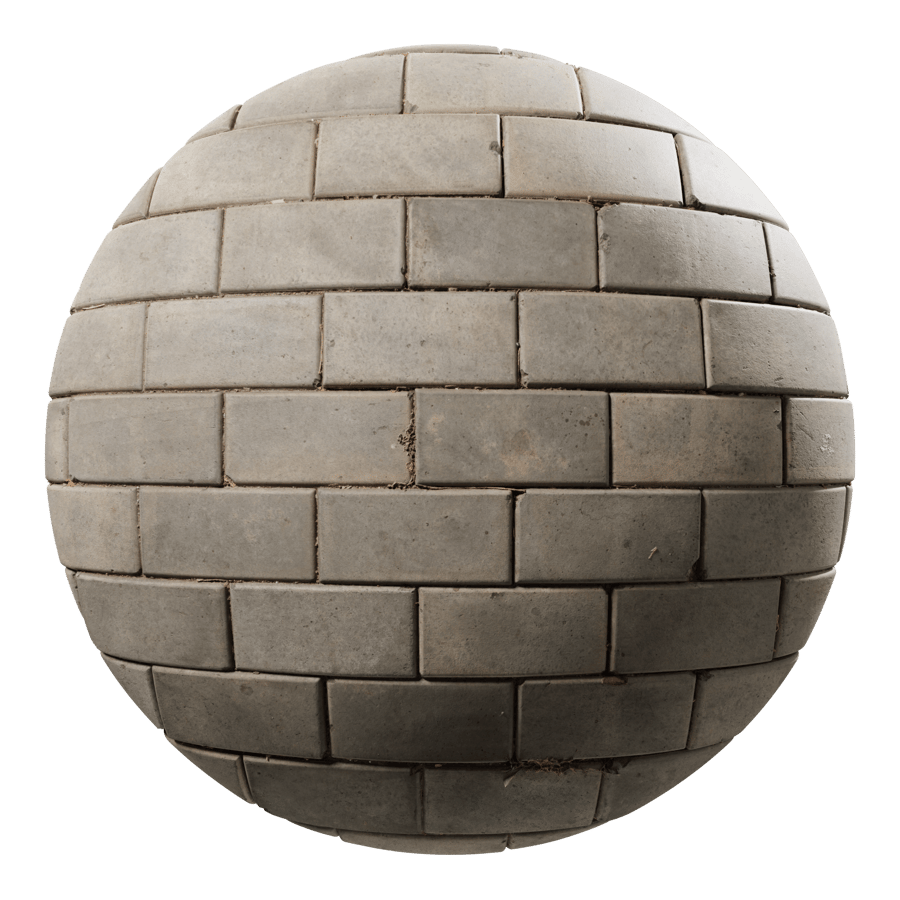 Rectangular Running Bond Concrete Paver Texture, Mid-Grey