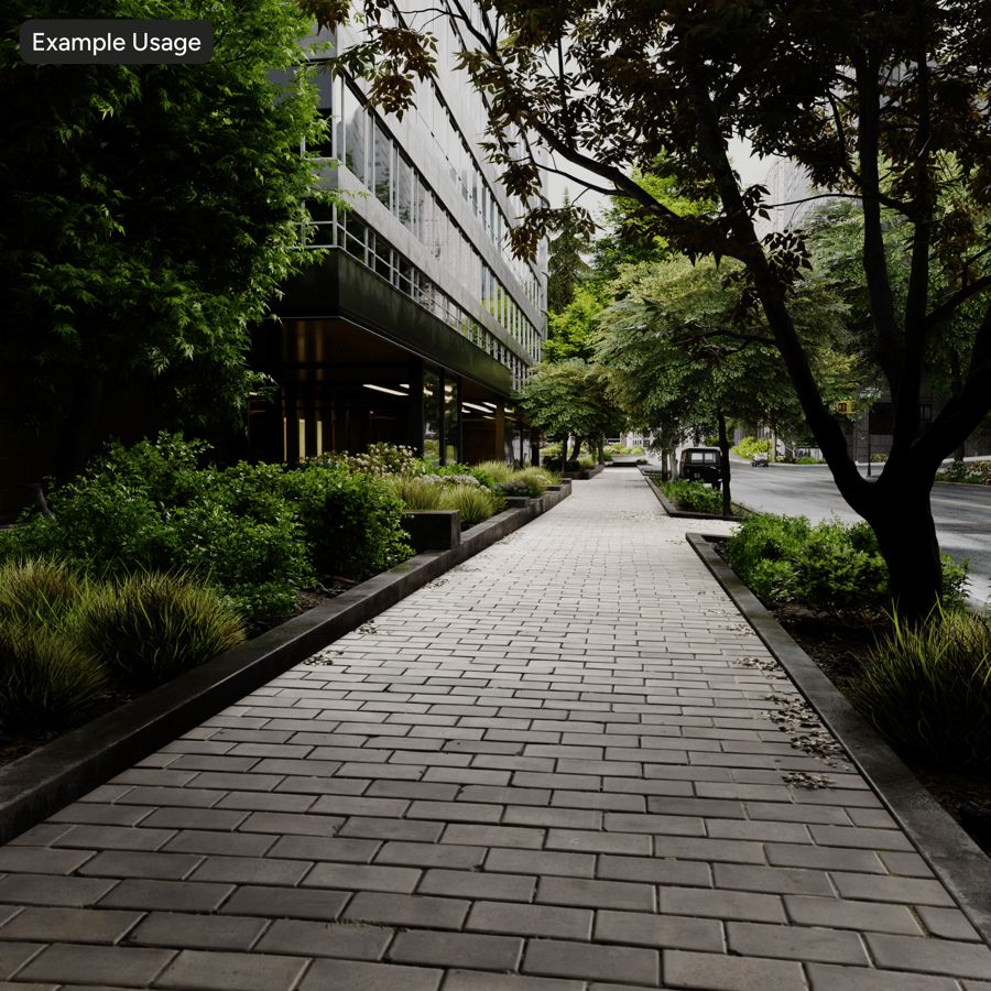 Rectangular Running Bond Concrete Paver Texture, Mid-Grey