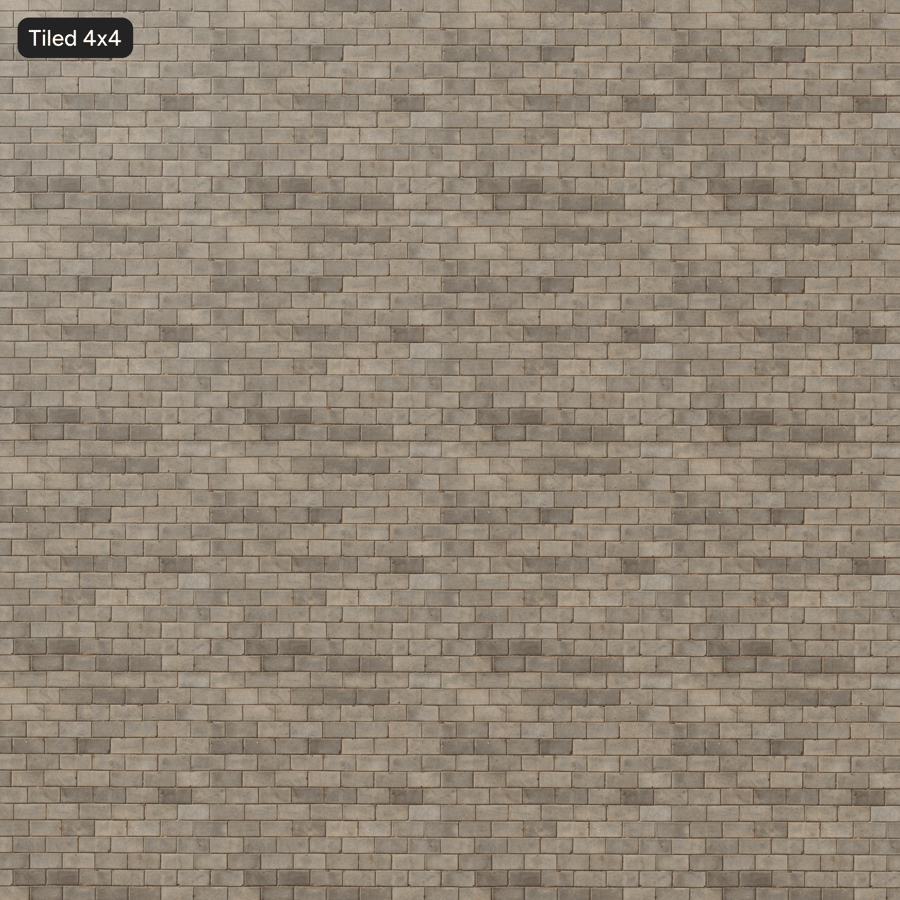 Rectangular Running Bond Concrete Paver Texture, Mid-Grey