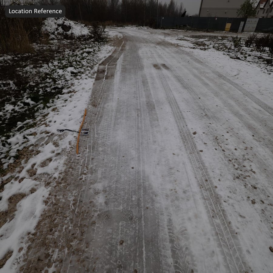 Texture di tracce di pneumatici su neve a corsia singola