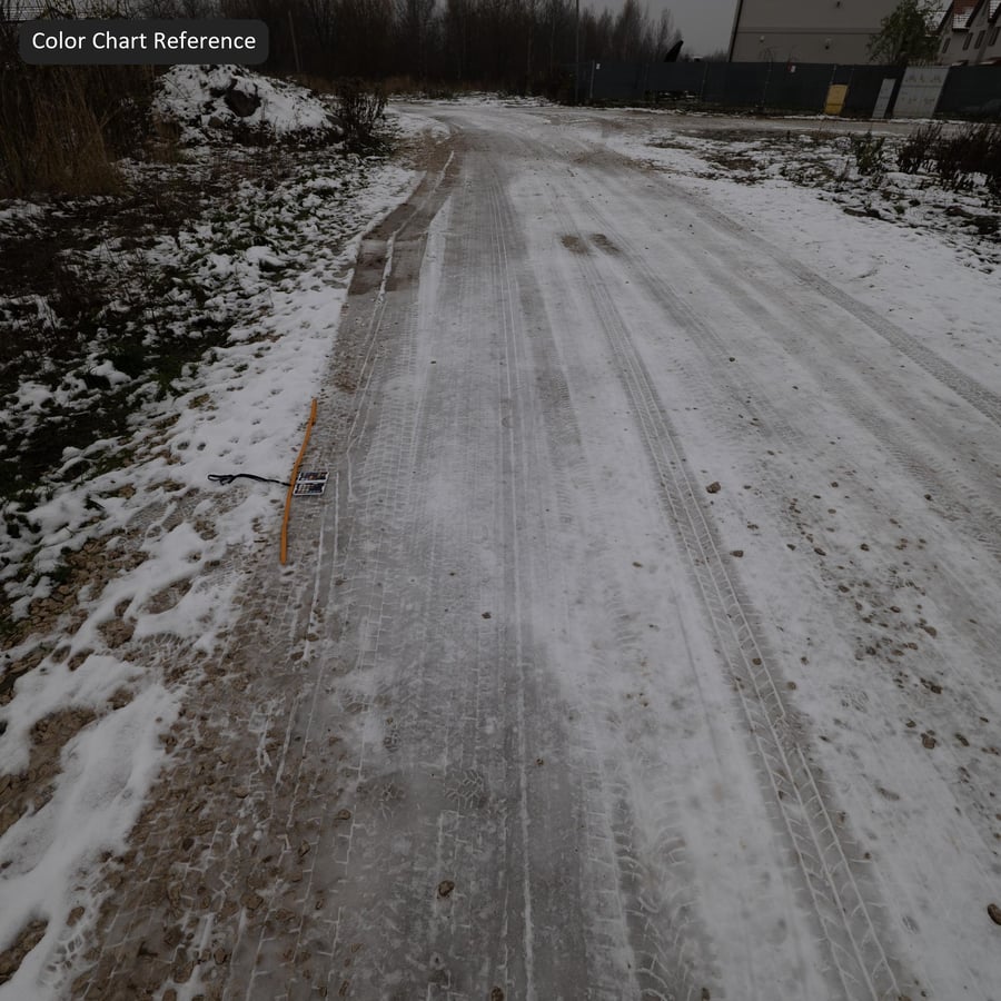 Texture di tracce di pneumatici su neve a corsia singola