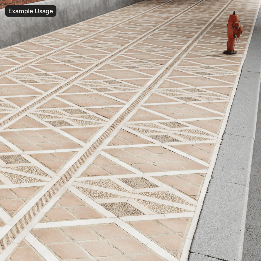 Tekstur Paving Batu Geometris, Merah