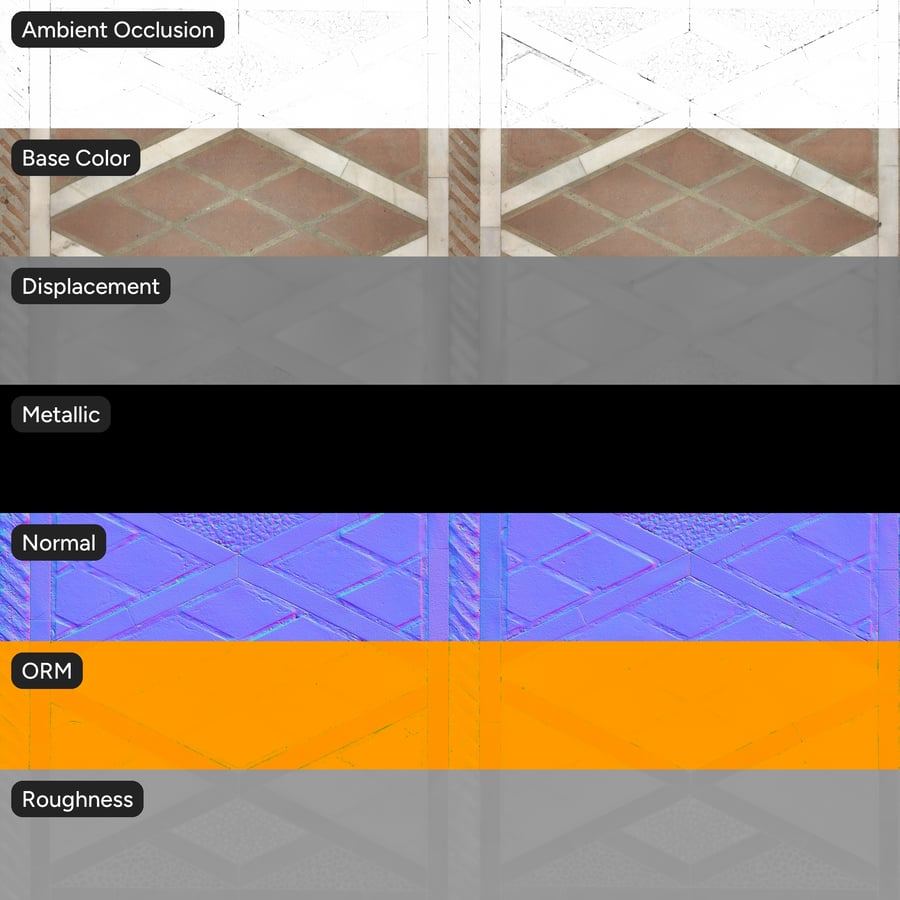 Tekstur Paving Batu Geometris, Merah
