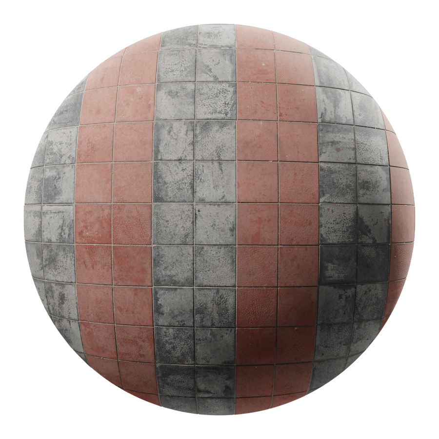 Square Checkerboard Paver Texture, Red and Grey