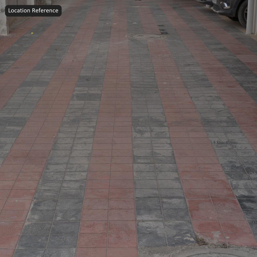 Square Checkerboard Paver Texture, Red and Grey