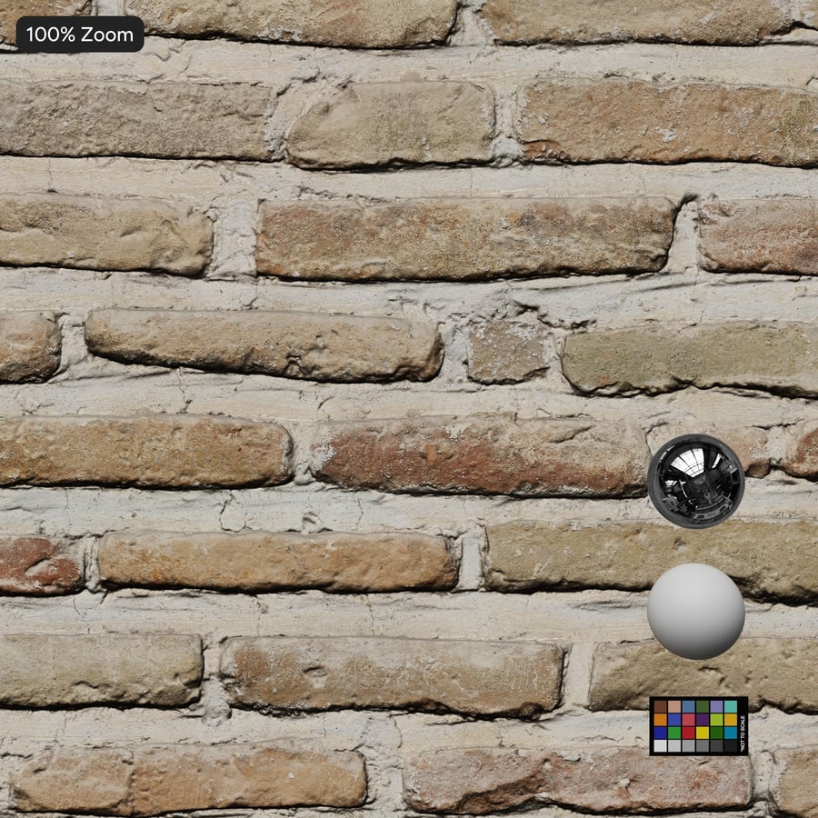 Old Long Running Bond Brick Wall Texture, Beige