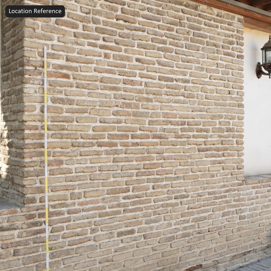 Old Long Running Bond Brick Wall Texture, Beige