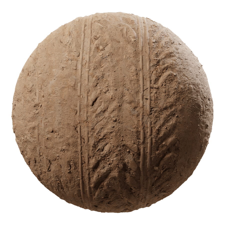 Muddy Tire Track on Dirt Road Texture, Brown