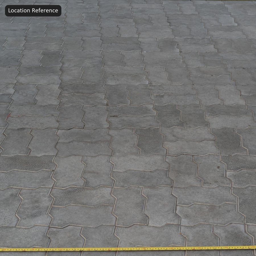 Tekstur Paving Beton Saling Kunci Zigzag, Abu-abu Hangat