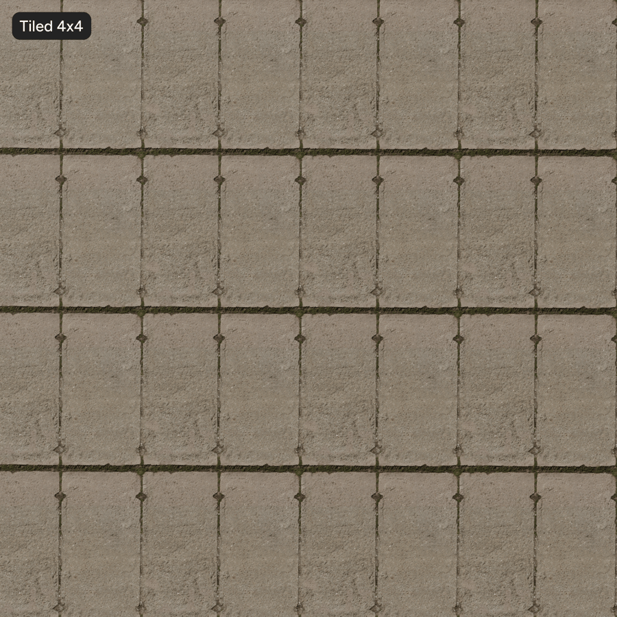 Worn Concrete Slab and Grass Grid Texture
