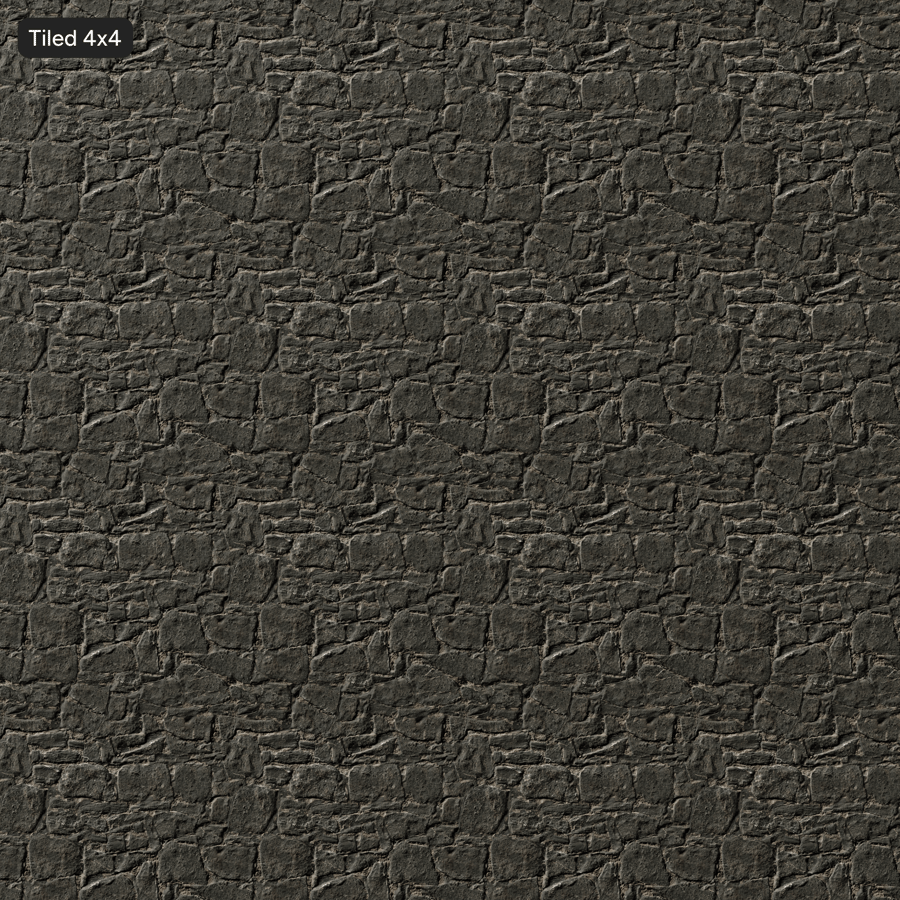 Textura de muro de piedra de escombros de basalto cubierto de líquenes