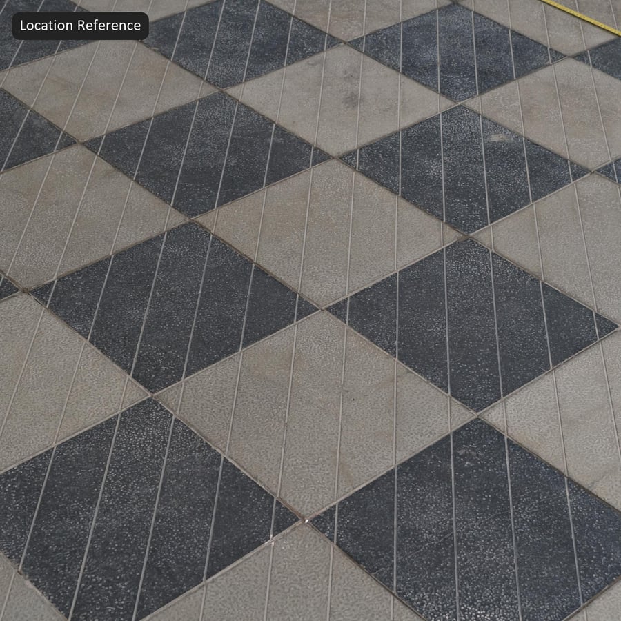 Tekstur Paving Semen Cetak Motif Kotak-kotak, Abu-abu dan Hitam